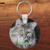 Meow Cat Portrait Schlüsselanhänger (Vorderseite)