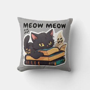 Meow Cat Reading Book Kissen