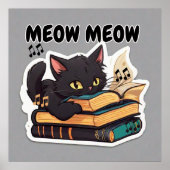 Meow Cat Reading Book Poster (Vorne)