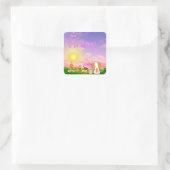 Meow Cat Sunrise Sticker (Tasche)