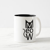 Meow Cat Typografisch Zweifarbige Tasse (VorderseiteRechts)