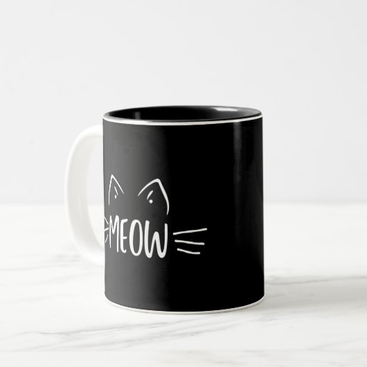Meow Cat Zweifarbige Tasse (Vorderseite Links)