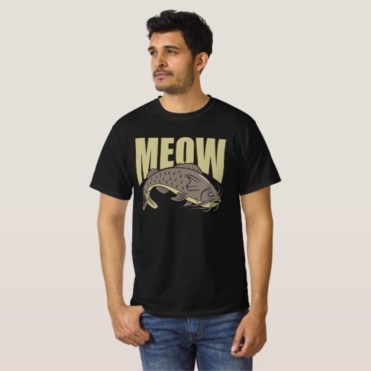 Meow Catfish Funny Catfish Fisch Lover Retro T-Shirt (Vorne ganz)