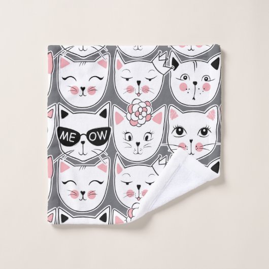 Meow Cats Badhandtuch Set (Waschlappen)