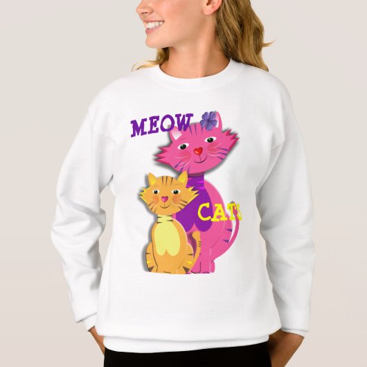 Meow Cats Niedlich Girl Feline Tops (Vorderseite)