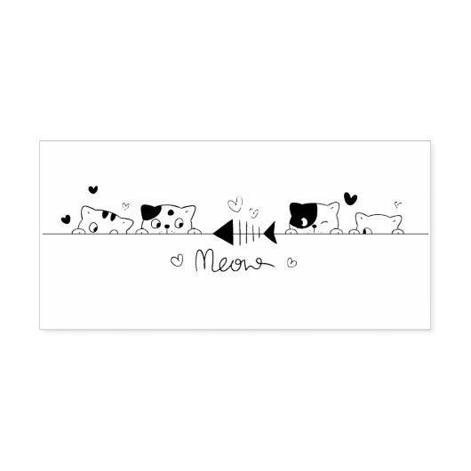 Meow Cats und Fishbone Gummistempel (Prägung)