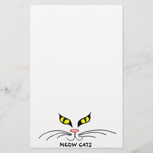 Meow Cats Yellow Stationery Briefpapier (Vorderseite)