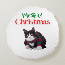 MEOW CHRISTMAS CAT RUNDES KISSEN