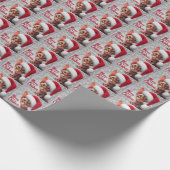 Meow Christmas Devon Rex Cat, Xmas Santa Cat Geschenkpapier (Ecke)
