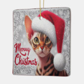 Meow Christmas Devon Rex Cat, Xmas Santa Cat Keramikornament (Links)