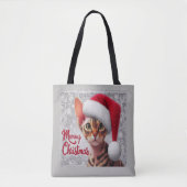 Meow Christmas Devon Rex Cat, Xmas Santa Cat Tasche (Vorderseite)
