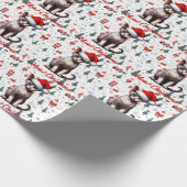 Meow Christmas Devon Rex Cat, Xmas Santa Kitten Geschenkpapier (Ecke)