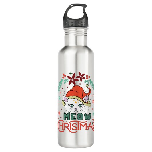 Meow Christmas Edelstahlflasche (Vorderseite)