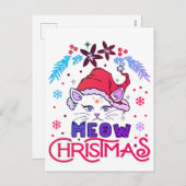 Meow Christmas Feiertagspostkarte (Vorne/Hinten)