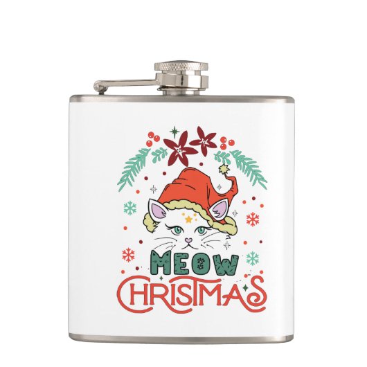 Meow Christmas Flachmann (Vorderseite)