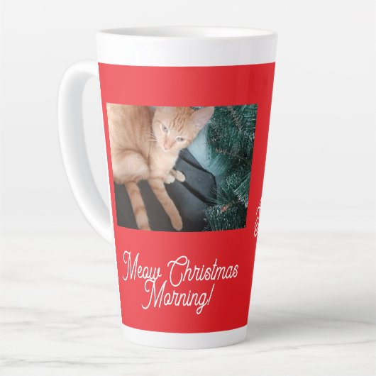 Meow Christmas Morning , Foto, Text, austauschbar Milchtasse (Linke Ecke)