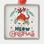Meow Christmas Ornament Aus Metall (Vorne)