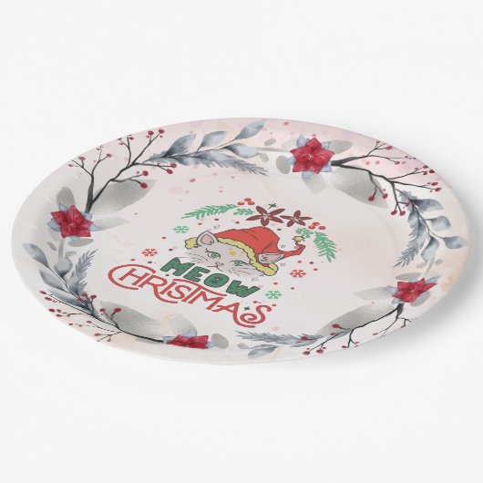 Meow Christmas Pappteller (Schrägansicht)