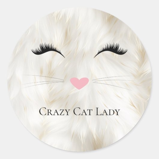 Meow Crazy Cat Lady Runder Aufkleber (Vorderseite)