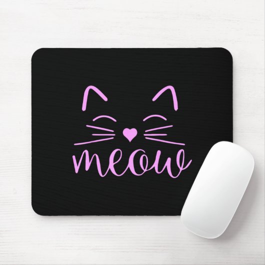 Meow Cute Cat Face Funny Quote For Cat Fans Mousepad (Mit Mouse)