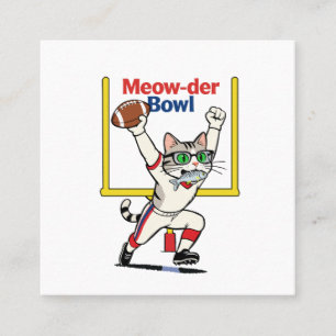 Meow-der Bowl Champion Katzenfußball Quadratische Visitenkarte