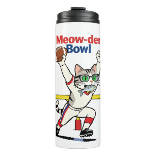 Meow-der Bowl Champion Katzenfußball Thermosbecher