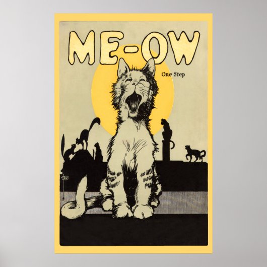 Meow Ein Schritt Vintage Katze Liebende Katze Poster (Vorne)