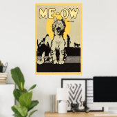 Meow Ein Schritt Vintage Katze Liebende Katze Poster (Heimbüro)