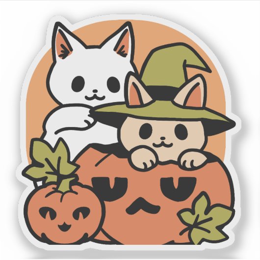 Meow - Festivals Halloween Cat Design Aufkleber (Vorderseite)