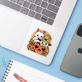 Meow - Festivals Halloween Cat Design Aufkleber (Laptop mit iPhone)