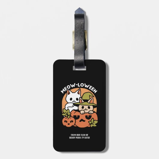 Meow - Festivals Halloween Cat Design Gepäckanhänger (Rückseite vertikal)