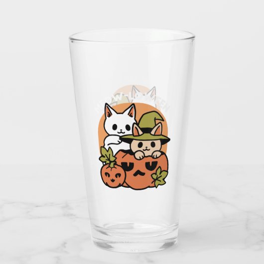 Meow - Festivals Halloween Cat Design Glas (Rückseite)