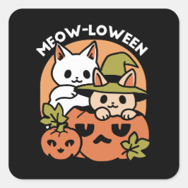 Meow - Festivals Halloween Cat Design Quadratischer Aufkleber