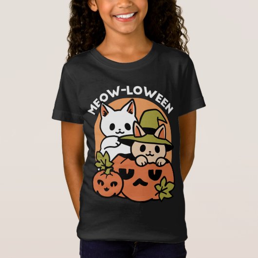 Meow - Festivals Halloween Cat Design T-Shirt (Vorderseite)