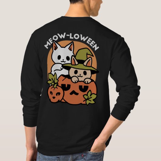 Meow - Festivals Halloween Cat Design T-Shirt (Rückseite)