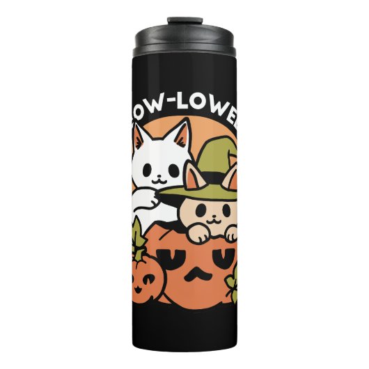 Meow - Festivals Halloween Cat Design Thermosbecher (Vorderseite)