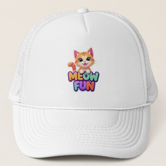 Meow Fun - Cute Smiling Cat Hat Truckerkappe (Vorderseite)