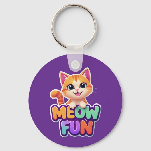 Meow Fun - Cute Smiling Cat Keychain Schlüsselanhänger (Vorderseite)