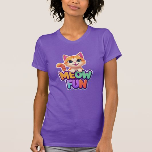 Meow Fun - Cute Smiling Cat T-Shirt (Vorderseite)
