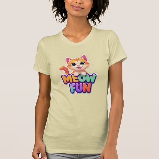 Meow Fun - Cute Smiling Cat T-Shirt (Vorderseite)