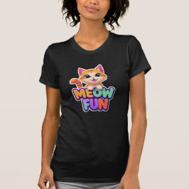Meow Fun - Süßes Lächelnde Katze T-Shirt 