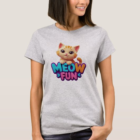 Meow Fun - Sweet Look Cat T-Shirt (Vorderseite)