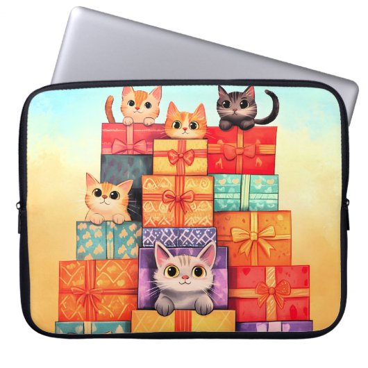 Meow Geschenk Geburtstagsturm Laptopschutzhülle (Vorderseite)