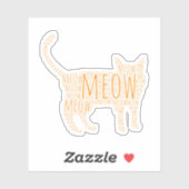 MEOW Ginger Cat Custom-Cut Vinyl Sticker (Blatt)