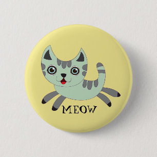MEOW: Green Cat Runnin' Button