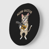 Meow Guitar Niedlich Cat Playing Gitarre Funny Kät Große Wanduhr (Winkel)