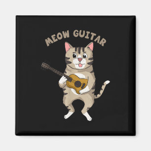 Meow Guitar Niedlich Cat Playing Gitarre Funny Kät Magnet