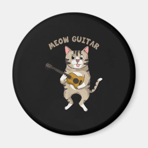 Meow Guitar Niedlich Cat Playing Gitarre Funny Kät Magnet