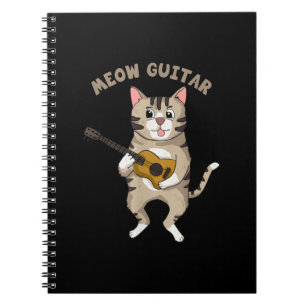 Meow Guitar Niedlich Cat Playing Gitarre Funny Kät Notizblock