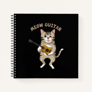 Meow Guitar Niedlich Cat Playing Gitarre Funny Kät Notizblock